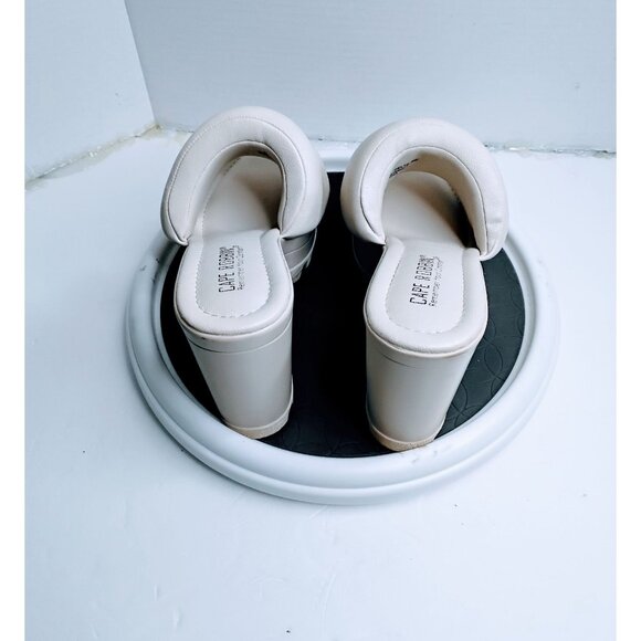 Cape Robbin Womens White Chunky Platform Heel Slide Sandals Size 8 Vegan Leather - Picture 6 of 7